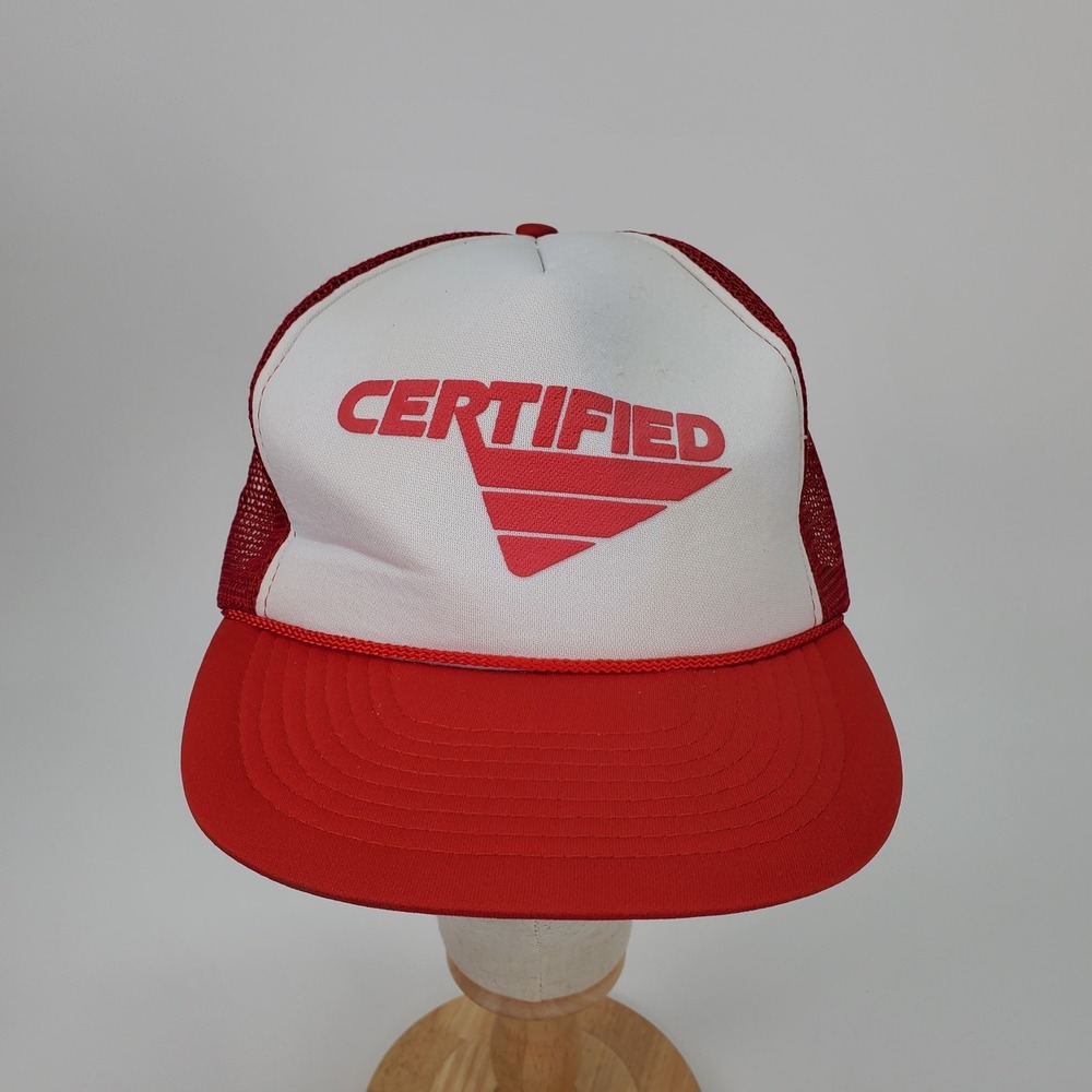 Vintage Mohr's Certified Trucker Hat Red White Mesh Snapback Cap Retro